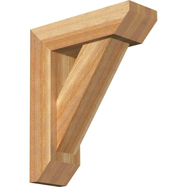 Ekena Millwork Traditional Slat Rough Sawn Bracket w/ Offset Brace, Western Red Cedar, 6"W x 18"D x 22"H BKT0604X18X22TRA06RWR - main